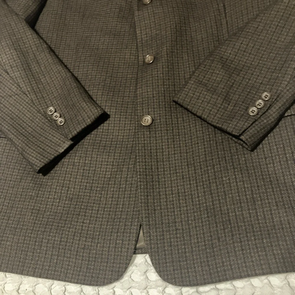Joseph & Feiss Mens 46R 3 Button‎ Lambswool Sports Coat Brown Houndstooth